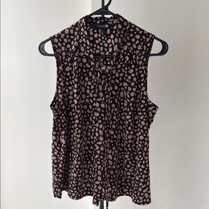 Forever 21 Brown and Cream Blouse with Tie Front and Bib Collar